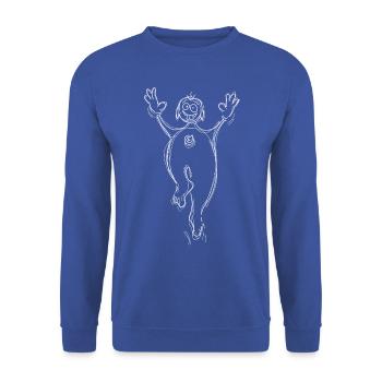 Kurby hüpft weiß auf farbigen Produkten - Unisex Pullover - Royalblau - Vorne - Alina (178cm) & Michal (187cm)