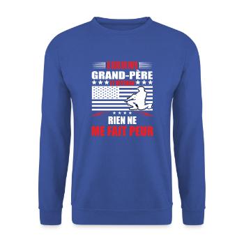 je suis un papa grand-père vétéran t-shirt - Sweat-shirt Unisexe - bleu royal - Devant - Alina (178cm) & Michal (187cm)