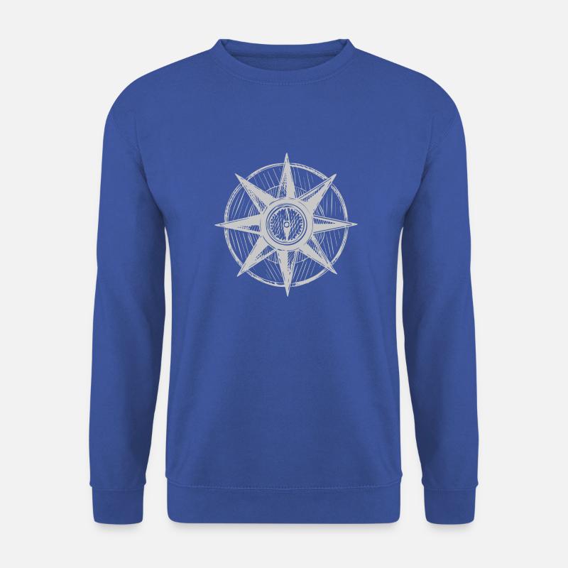 Compass -gezeichnet - Rétro -Seefahrt - Sweat-shirt Unisexe - bleu royal