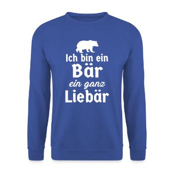 Bär Papa Vater Mann Geschenk lustig Kuschelbär - Unisex Pullover - Royalblau - Vorne - Alina (178cm) & Michal (187cm)