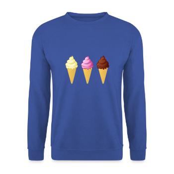Eis Waffel Kostüme Eiscreme Eiskugel Waffeleis - Unisex Pullover - Royalblau - Vorne - Alina (178cm) & Michal (187cm)