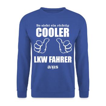 LKW Fahrer Geschenk - Unisex Pullover - Royalblau - Vorne - Alina (178cm) & Michal (187cm)