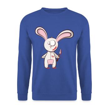 Horror Comic Cartoon Hase - Unisex Pullover - Royalblau - Vorne - Alina (178cm) & Michal (187cm)