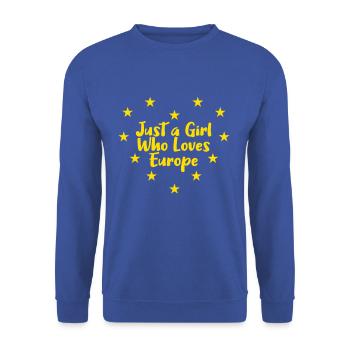 EU Flag Stars Girl Loves Europe Flag Europe - Unisex Sweatshirt - royal blue - Front - Alina (178cm) & Michal (187cm)