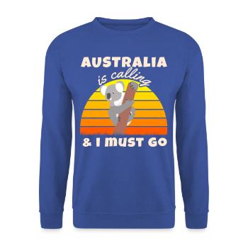 L'Australie appelle Backpacker Farewell Gift - Sweat-shirt Unisexe - bleu royal - Devant - Alina (178cm) & Michal (187cm)