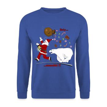 Weihnachtsmann - Unisex Pullover - Royalblau - Vorne - Alina (178cm) & Michal (187cm)