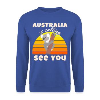 L'Australie appelle T-Shirt Koala Backpacker Rei - Sweat-shirt Unisexe - bleu royal - Devant - Alina (178cm) & Michal (187cm)