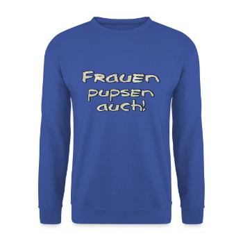 Frauen pupsen auch - Unisex Pullover - Royalblau - Vorne - Alina (178cm) & Michal (187cm)