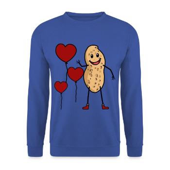 Glückwunsch Geburtstag Erdnuss Herz Nuss Gruß - Unisex Pullover - Royalblau - Vorne - Alina (178cm) & Michal (187cm)