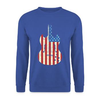 4th of July American Flag Guitar Tee - Unisex Pullover - Royalblau - Vorne - Alina (178cm) & Michal (187cm)