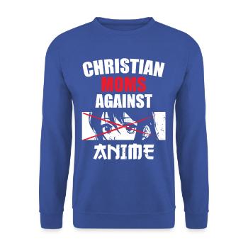 Christian Moms Against Anime Humor Tee - Unisex Sweatshirt - royal blue - Front - Alina (178cm) & Michal (187cm)