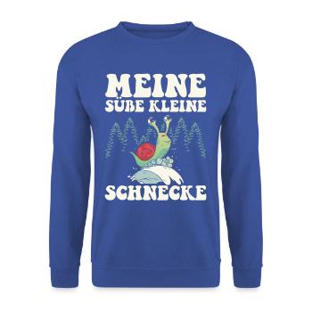 Liebevolle Schnecke Partnerlook Shirt - Unisex Pullover - Royalblau - Vorne - Alina (178cm) & Michal (187cm)