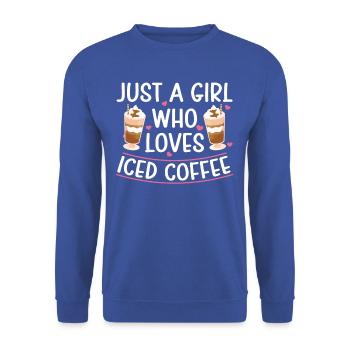 "girl Loves Iced Coffee Summer Tee" - Unisex Sweatshirt - royal blue - Front - Alina (178cm) & Michal (187cm)
