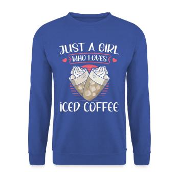 "girl Loves Iced Coffee Summer Tee" - Unisex Sweatshirt - royal blue - Front - Alina (178cm) & Michal (187cm)