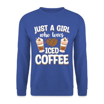 "girl Loves Iced Coffee Summer Tee" - Unisex Sweatshirt - royal blue - Front - Alina (178cm) & Michal (187cm)