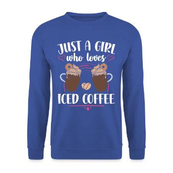 "girl Loves Iced Coffee Summer Tee" - Unisex Sweatshirt - royal blue - Front - Alina (178cm) & Michal (187cm)