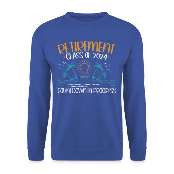 2024 Retirement Countdown Beach Tee - Unisex Sweatshirt - royal blue - Front - Alina (178cm) & Michal (187cm)