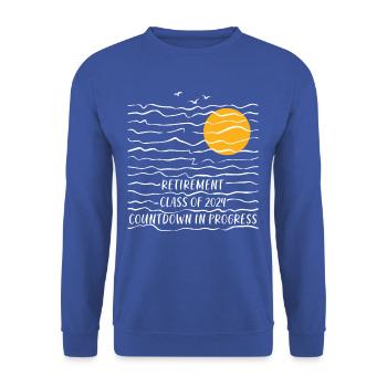 2024 Retirement Countdown Beach Tee - Unisex Sweatshirt - royal blue - Front - Alina (178cm) & Michal (187cm)