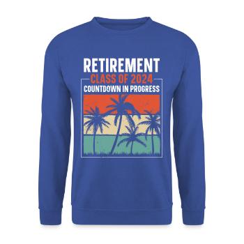 2024 Retirement Countdown Beach Tee - Unisex Sweatshirt - royal blue - Front - Alina (178cm) & Michal (187cm)