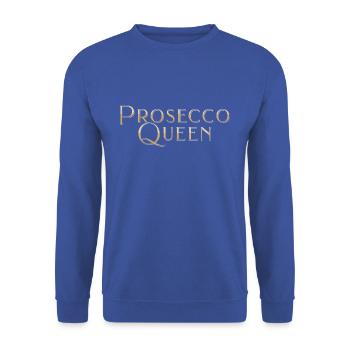 Prosecco Queen Damen Feier Shirt - Unisex Pullover - Royalblau - Vorne - Alina (178cm) & Michal (187cm)