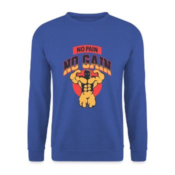 No Pain No Gain Gym Inspiration Tee - Unisex Sweatshirt - royal blue - Front - Alina (178cm) & Michal (187cm)