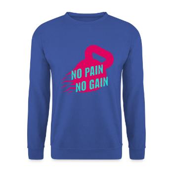 No Pain No Gain Gym Inspiration Tee - Unisex Sweatshirt - royal blue - Front - Alina (178cm) & Michal (187cm)
