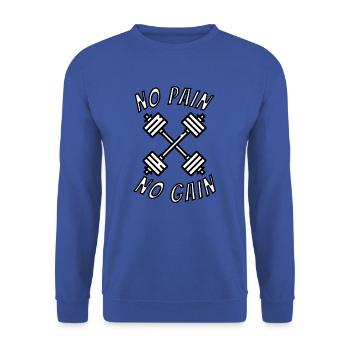 No Pain No Gain Gym Inspiration Tee - Unisex Sweatshirt - royal blue - Front - Alina (178cm) & Michal (187cm)