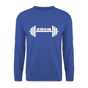 No Pain No Gain Gym Inspiration Tee - Unisex Sweatshirt - royal blue - Front - Alina (178cm) & Michal (187cm)