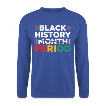 Monat der schBlack History Period Essential Tee - Unisex Pullover - Royalblau - Vorne - Alina (178cm) & Michal (187cm)