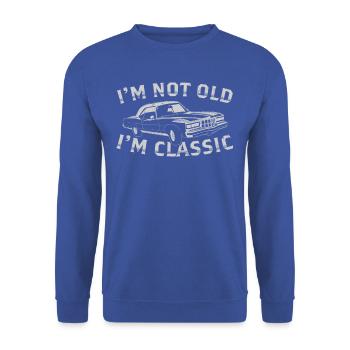 Klassisches Auto-retro-vintage-t-shirt - Unisex Pullover - Royalblau - Vorne - Alina (178cm) & Michal (187cm)