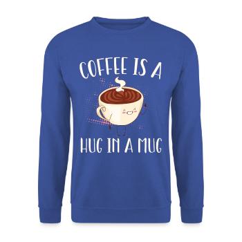 Coffee Hug In A Mug Comfort Tee - Unisex Pullover - Royalblau - Vorne - Alina (178cm) & Michal (187cm)