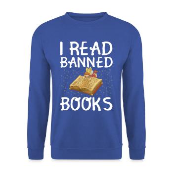 Banned Books Reader Advocacy Tee - Unisex Sweatshirt - royal blue - Front - Alina (178cm) & Michal (187cm)