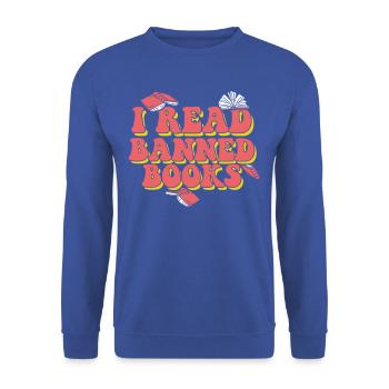 Banned Books Reader Advocacy Tee - Unisex Sweatshirt - royal blue - Front - Alina (178cm) & Michal (187cm)