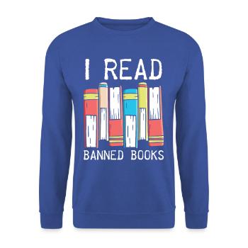 Banned Books Reader Advocacy Tee - Unisex Sweatshirt - royal blue - Front - Alina (178cm) & Michal (187cm)