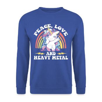 T-shirt arc-en-ciel Licorne Heavy Metal - Sweat-shirt Unisexe - bleu royal - Devant - Alina (178cm) & Michal (187cm)