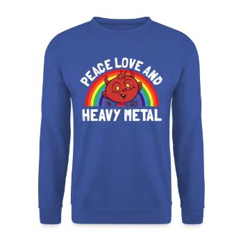 T-shirt arc-en-ciel Licorne Heavy Metal - Sweat-shirt Unisexe - bleu royal - Devant - Alina (178cm) & Michal (187cm)