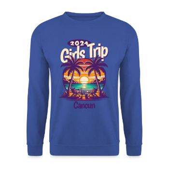 Cancun Girls Trip 2024 Fiesta Tee - Unisex Pullover - Royalblau - Vorne - Alina (178cm) & Michal (187cm)