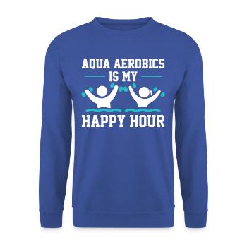 Aqua Aerobics Happy Hour T-shirt - Unisex Pullover - Royalblau - Vorne - Alina (178cm) & Michal (187cm)