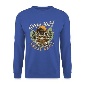 Cannabis Legalization Thank You Karl Tee - Unisex Sweatshirt - royal blue - Front - Alina (178cm) & Michal (187cm)