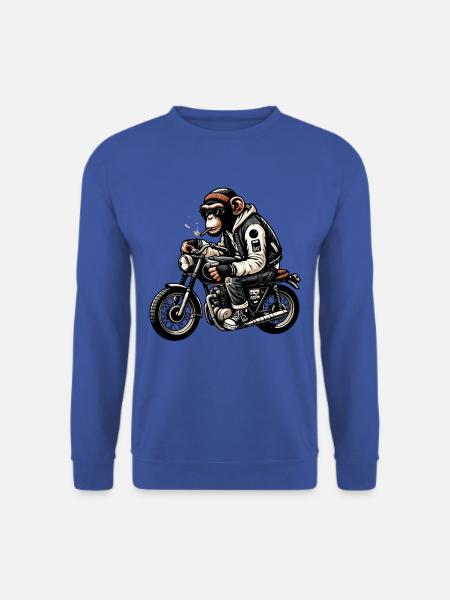 Schimpanse Biker Coolness Tee - Unisex Pullover - Royalblau