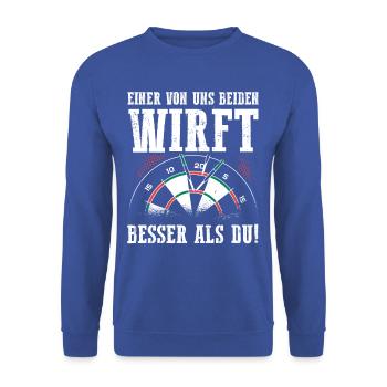 Funny Darter Duo Motif Tee - Unisex Sweatshirt - royal blue - Front - Alina (178cm) & Michal (187cm)