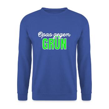 T-shirt Grand-père contre Vert Ironique - Sweat-shirt Unisexe - bleu royal - Devant - Alina (178cm) & Michal (187cm)