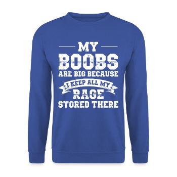 T-shirt humoristique Boob Rage - Sweat-shirt Unisexe - bleu royal - Devant - Alina (178cm) & Michal (187cm)