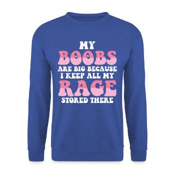 T-shirt humoristique Boob Rage - Sweat-shirt Unisexe - bleu royal - Devant - Alina (178cm) & Michal (187cm)
