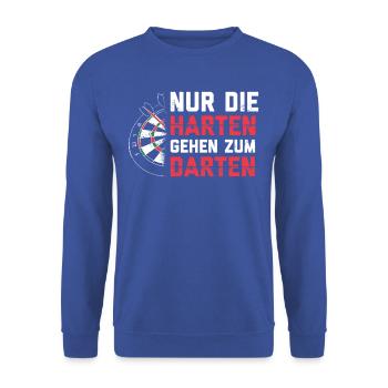 Motivierendes Dartsport Shirt - Unisex Pullover - Royalblau - Vorne - Alina (178cm) & Michal (187cm)