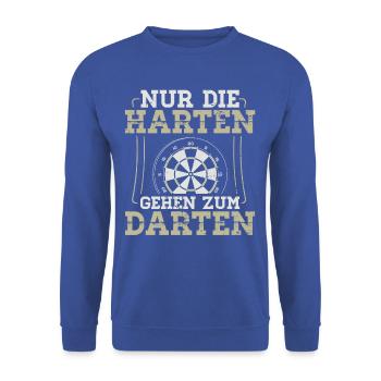 Motivierendes Dartsport Shirt - Unisex Pullover - Royalblau - Vorne - Alina (178cm) & Michal (187cm)