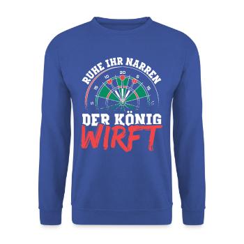 Darts Player King Shirt - Unisex Sweatshirt - royal blue - Front - Alina (178cm) & Michal (187cm)