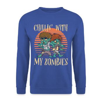 Zombie crew t-shirt - Unisex Sweatshirt - royal blue - Front - Alina (178cm) & Michal (187cm)
