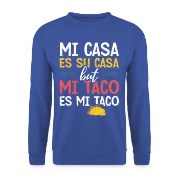 SimpleTaco Hospitality Humor T-shirt - Unisex Sweatshirt - royal blue - Front - Alina (178cm) & Michal (187cm)