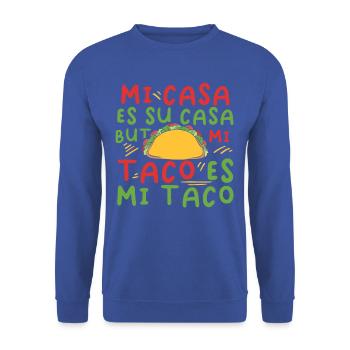 SimpleTaco Hospitality Humor T-shirt - Unisex Sweatshirt - royal blue - Front - Alina (178cm) & Michal (187cm)